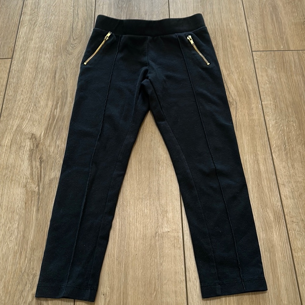 Cat&Jack girls black leggings with gold zipper details. GUC
